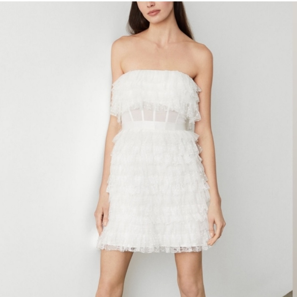NWT BCBGMAXAZRIA Women's Lace Ruffle Strapless Eve‎ Dress size 6
